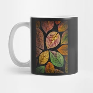 Autumn Leaf Collage with Black Background Mug